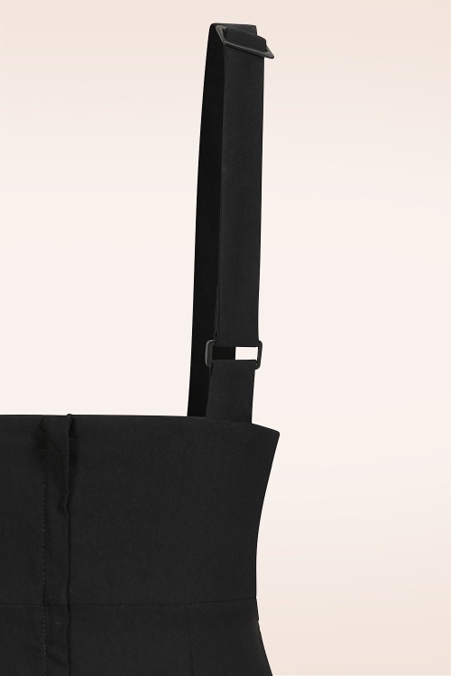 Banned Retro - Tatum pencil rok met bretels in zwart 4