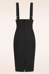 Banned Retro - Tatum pencil rok met bretels in zwart 5