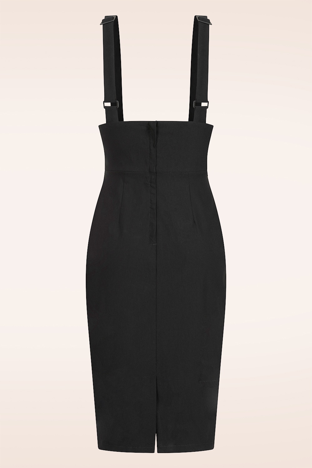 Banned Retro - Tatum pencil rok met bretels in zwart 5