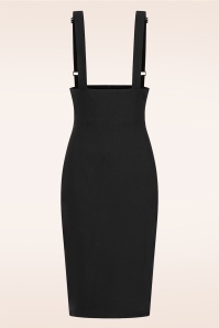 Banned Retro - Tatum pencil rok met bretels in zwart 2