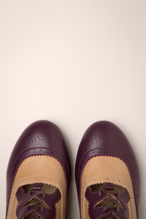 Lola Ramona ♥ Topvintage - Ava Tailored Elegance shoe booties in aubergine en taupe 3