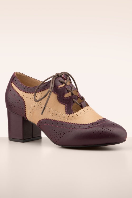 Lola Ramona ♥ Topvintage - Ava Tailored Elegance shoe booties in aubergine en taupe 4
