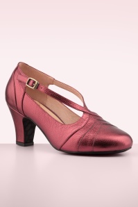 Lola Ramona ♥ Topvintage - Ava Radiance pumps in metallic oxblood rood 4