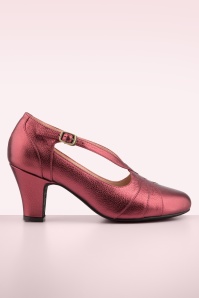 Lola Ramona ♥ Topvintage - Ava Radiance pumps in metallic oxblood rood 2