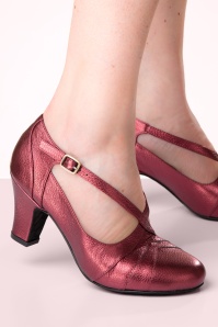 Lola Ramona ♥ Topvintage - Ava Radiance pumps in metallic oxblood rood