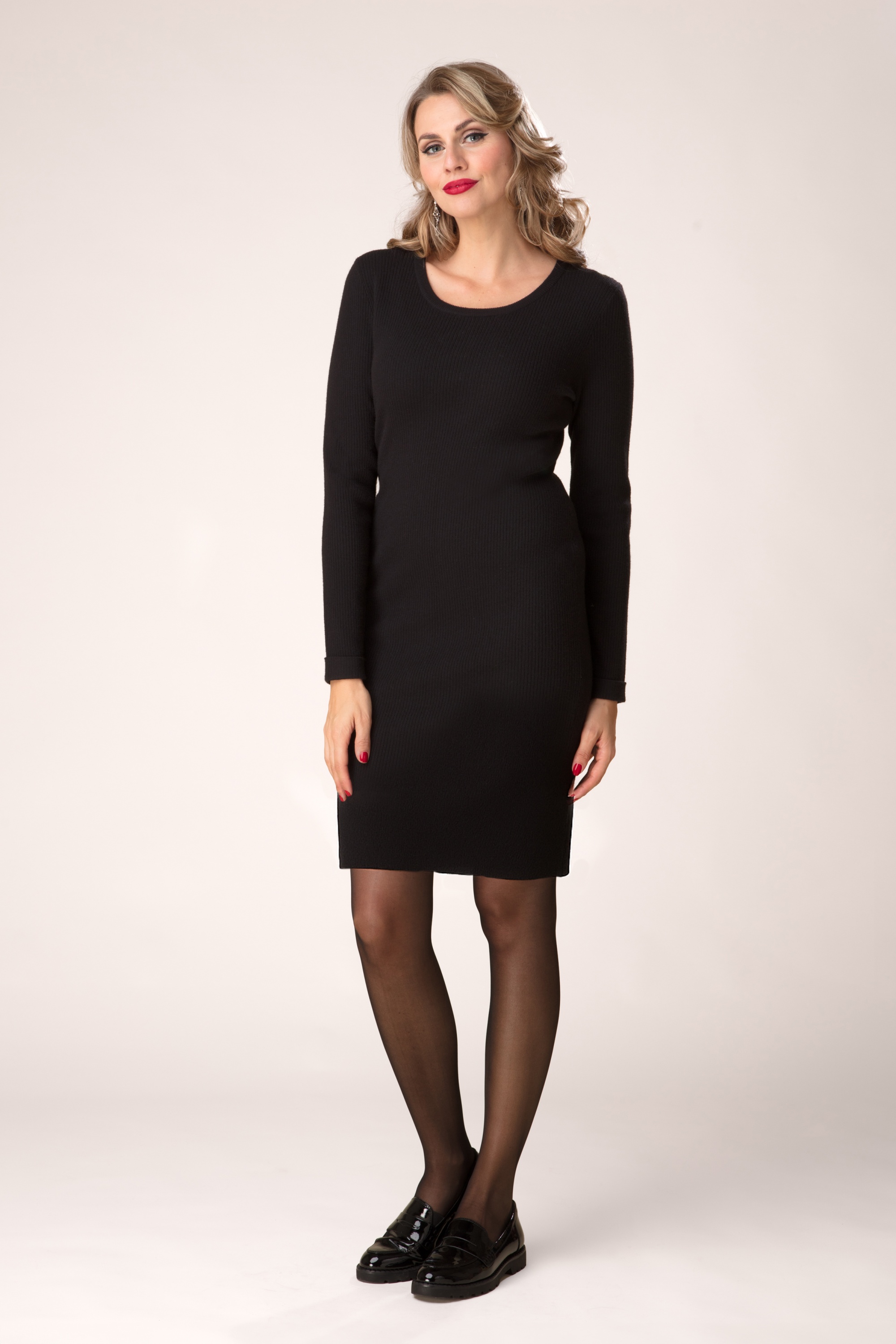 Topvintage Boutique Collection - Topvintage exclusive ~ Tilly gebreide jurk in zwart