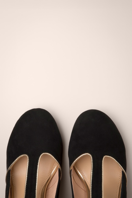 Lola Ramona ♥ Topvintage - June Midnight Passion pumps in zwart en goud 2