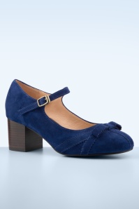 Lola Ramona ♥ Topvintage - Eve Suede Whispers pumps in donkerblauw 4