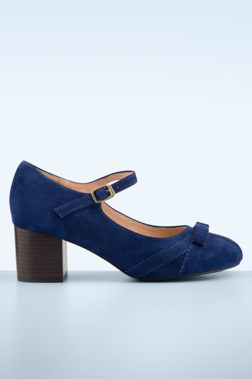 Lola Ramona ♥ Topvintage - Eve Suede Whispers pumps in donkerblauw 2