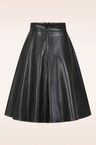 Banned Retro - Piper lederlook swing rok in zwart 5