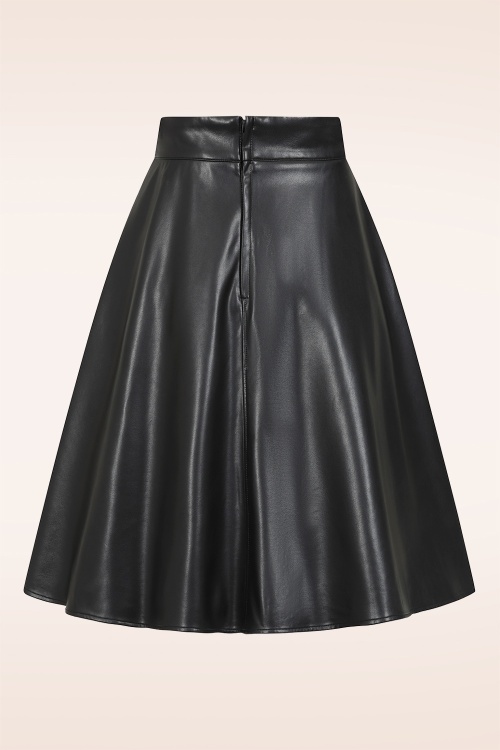 Banned Retro - Piper lederlook swing rok in zwart 5