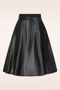 Banned Retro - Piper lederlook swing rok in zwart 2