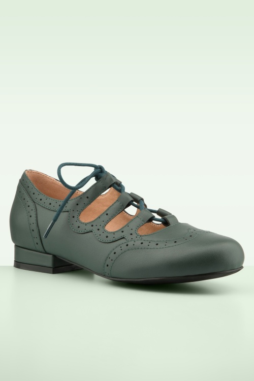 Lola Ramona ♥ Topvintage - Penny Timeless Steps platte schoentjes in donkergroen 4