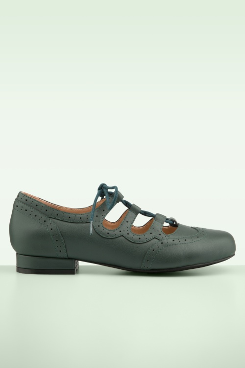 Lola Ramona ♥ Topvintage - Penny Timeless Steps platte schoentjes in donkergroen 2
