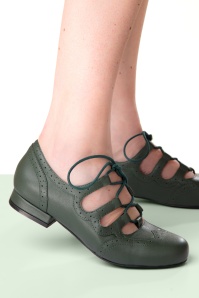 Lola Ramona ♥ Topvintage - Penny Timeless Steps platte schoentjes in donkergroen