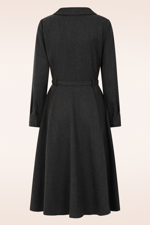 Banned Retro - Katherine swing jurk in donkergrijs 5