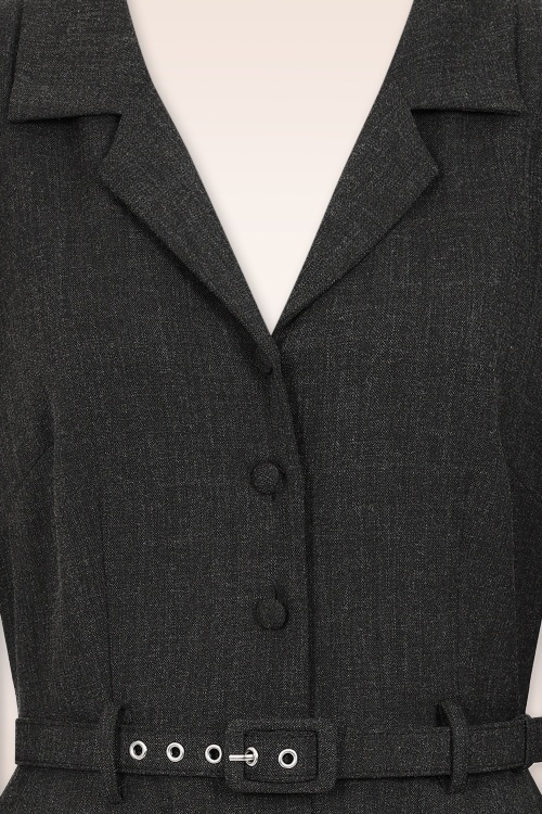 Banned Retro - Katherine swing jurk in donkergrijs 4