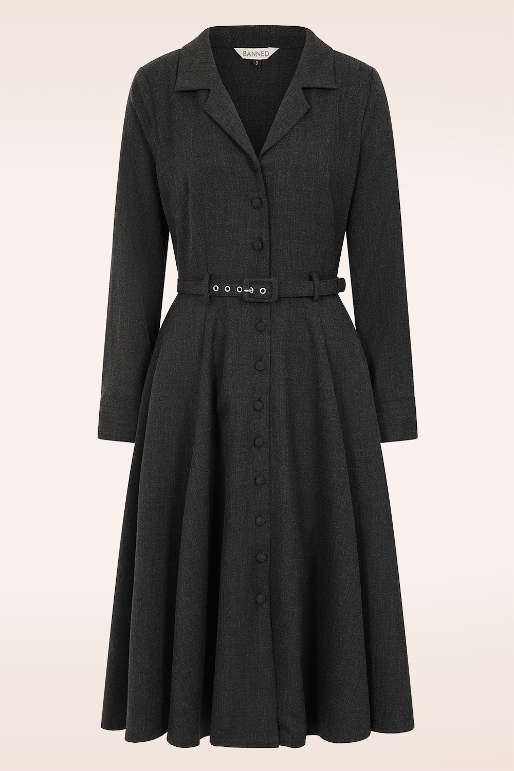 Banned Retro - Katherine swing jurk in donkergrijs 2