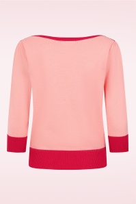 Banned Retro - Deck the Claw gebreid truitje in roze en rood 6