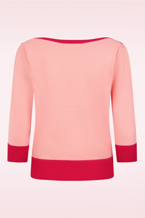 Banned Retro - Deck the Claw gebreid truitje in roze en rood 6