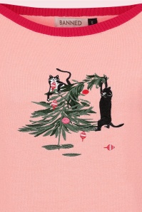 Banned Retro - Deck the Claw gebreid truitje in roze en rood 3