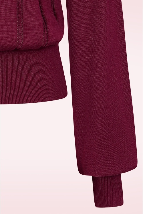 Banned Retro - Laci Chevron gebreide top in bordeauxrood 3