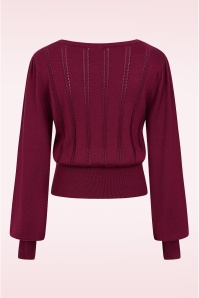 Banned Retro - Laci Chevron gebreide top in bordeauxrood 4