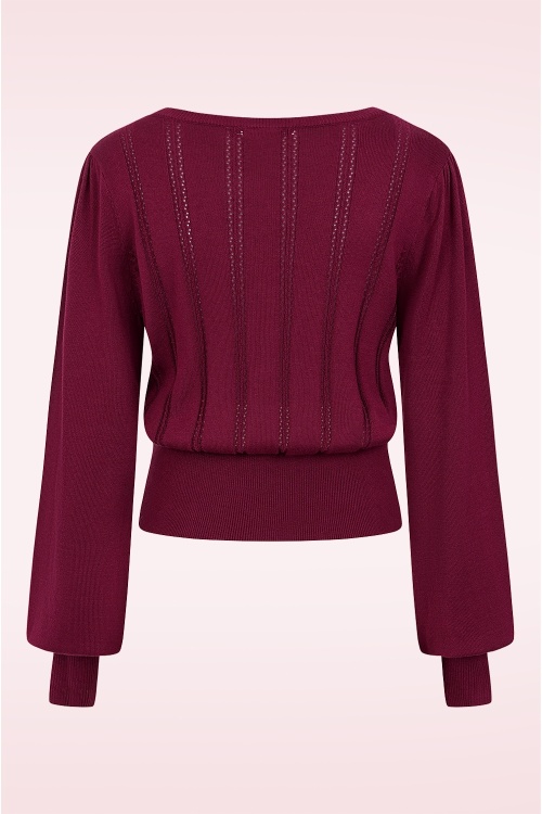 Banned Retro - Laci Chevron gebreide top in bordeauxrood 4