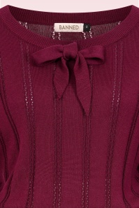 Banned Retro - Laci Chevron gebreide top in bordeauxrood 2
