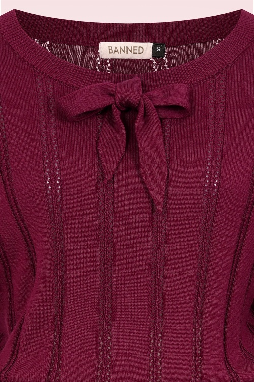 Banned Retro - Laci Chevron gebreide top in bordeauxrood 2