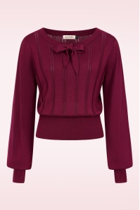 Banned Retro - Laci Chevron gebreide top in bordeauxrood