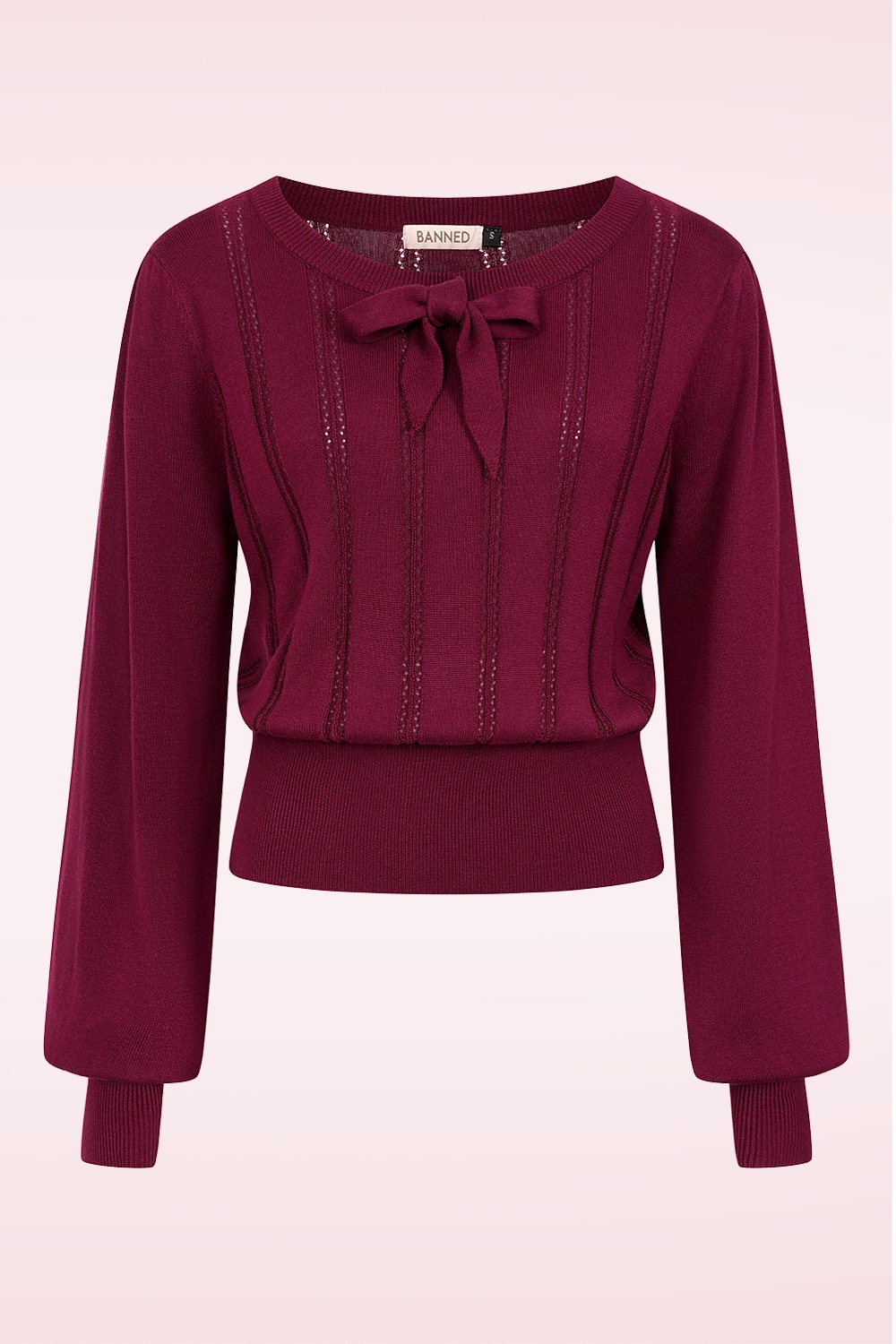 Banned Retro - Laci Chevron gebreide top in bordeauxrood