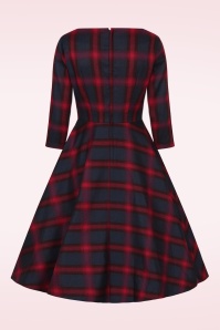 Banned Retro - Diana geruite swing jurk in rood en blauw 5