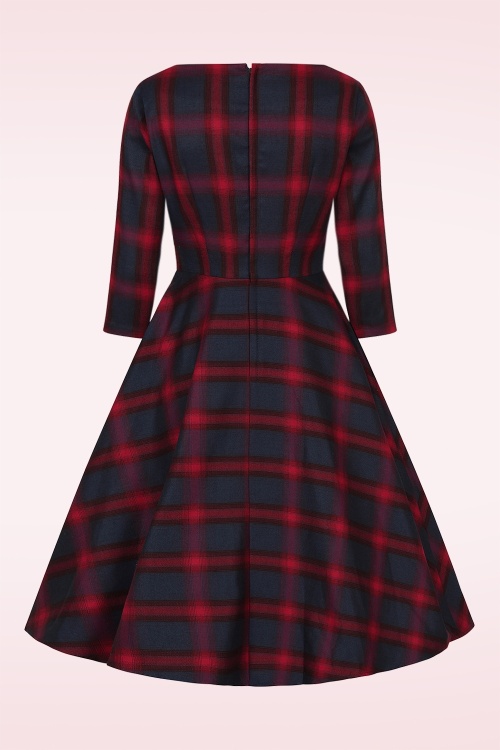 Banned Retro - Diana geruite swing jurk in rood en blauw 5