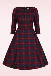 Banned Retro - Diana geruite swing jurk in rood en blauw