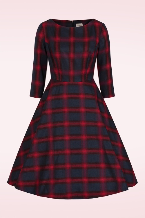 Banned Retro - Diana geruite swing jurk in rood en blauw