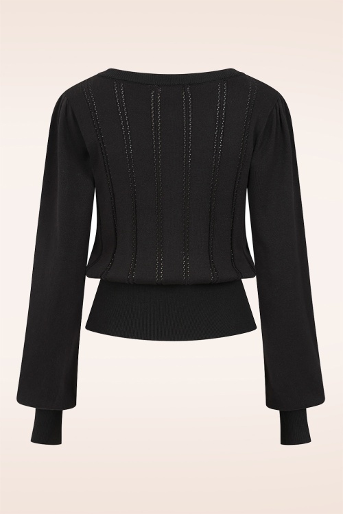 Banned Retro - Laci Chevron gebreide top in zwart 4