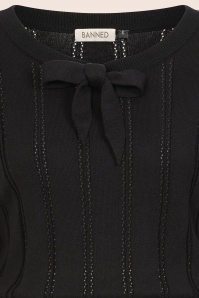 Banned Retro - Laci Chevron gebreide top in zwart 2