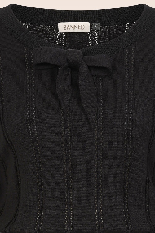 Banned Retro - Laci Chevron gebreide top in zwart 2