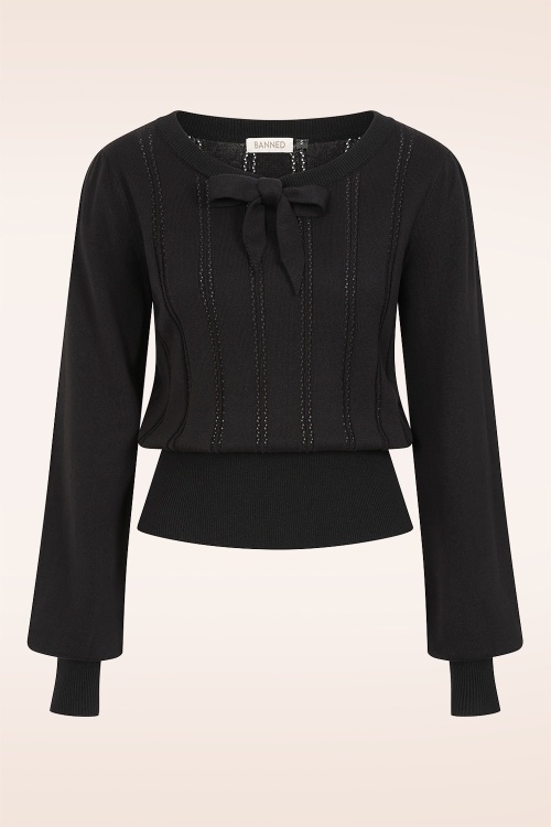 Banned Retro - Laci Chevron gebreide top in zwart