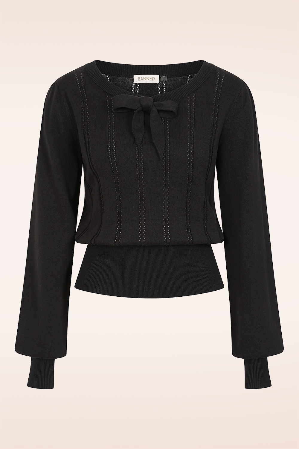 Banned Retro - Laci Chevron gebreide top in zwart