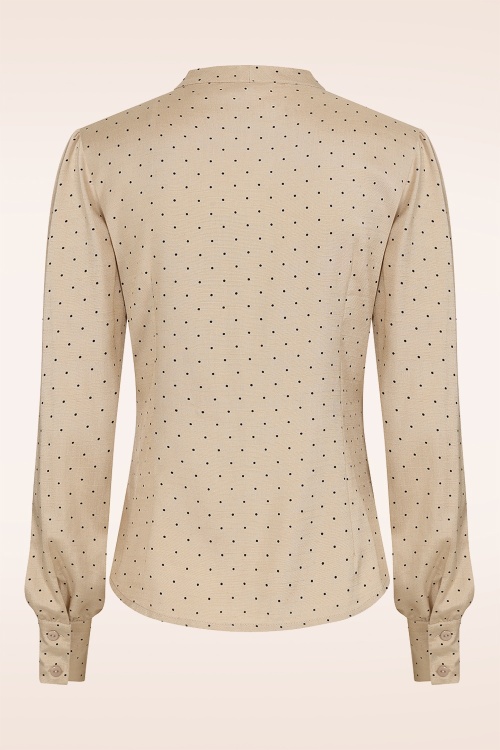 Banned Retro - Elise Pussy Bow blouse in zand 5