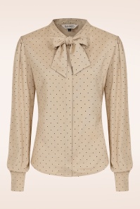 Banned Retro - Elise Pussy Bow blouse in zand 2