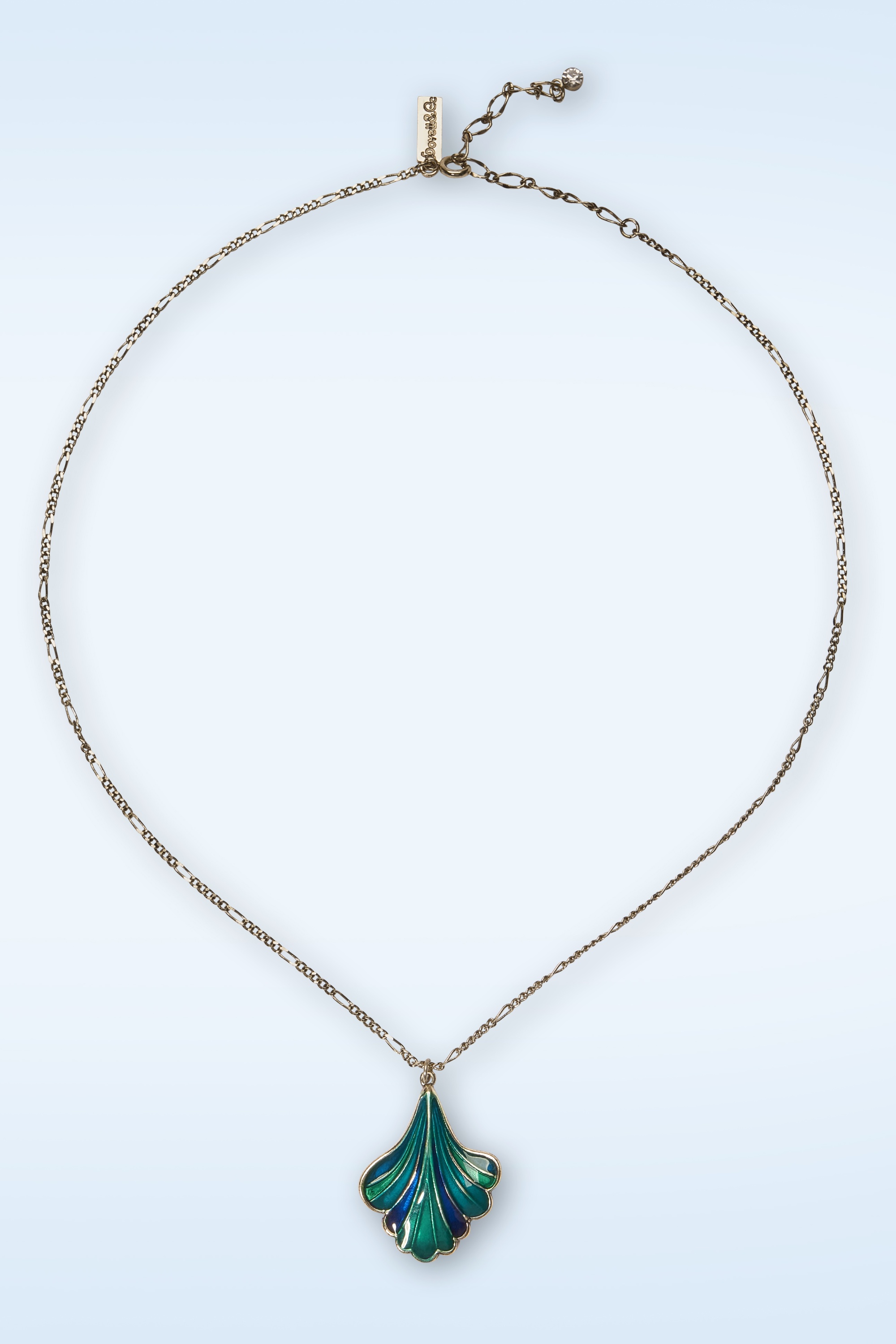 Lovely - Ginko Leaf ketting in blauw en groen 2