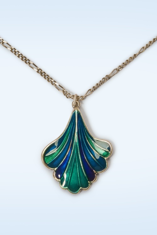 Lovely - Ginko Leaf ketting in blauw en groen