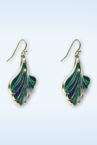 Lovely - Ginko Leaf oorbellen in blauw en groen 2