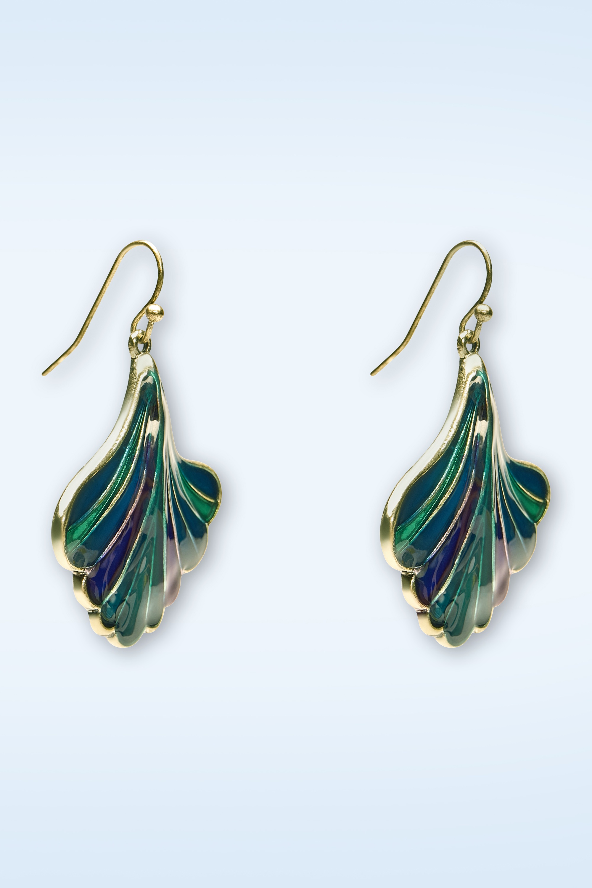 Lovely - Ginko Leaf oorbellen in blauw en groen 2