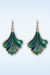 Lovely - Ginko Leaf oorbellen in blauw en groen