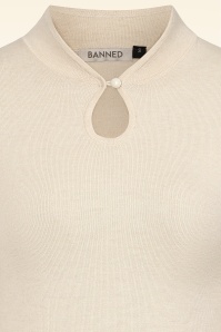 Banned Retro - Tear Drop gebreide top in crème 2