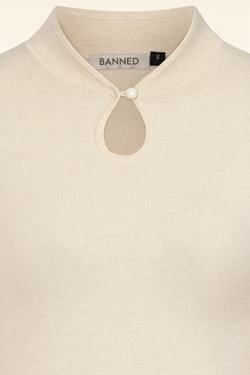 Banned Retro - Tear Drop gebreide top in crème 2